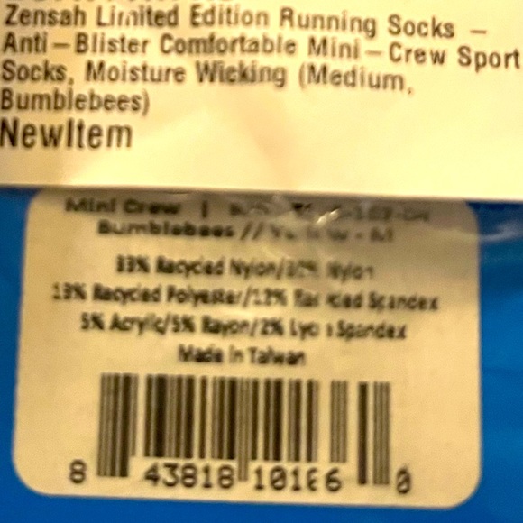 ZENSAH Limited Edition Mini Crew Bumblebees Running Socks - Picture 4 of 5